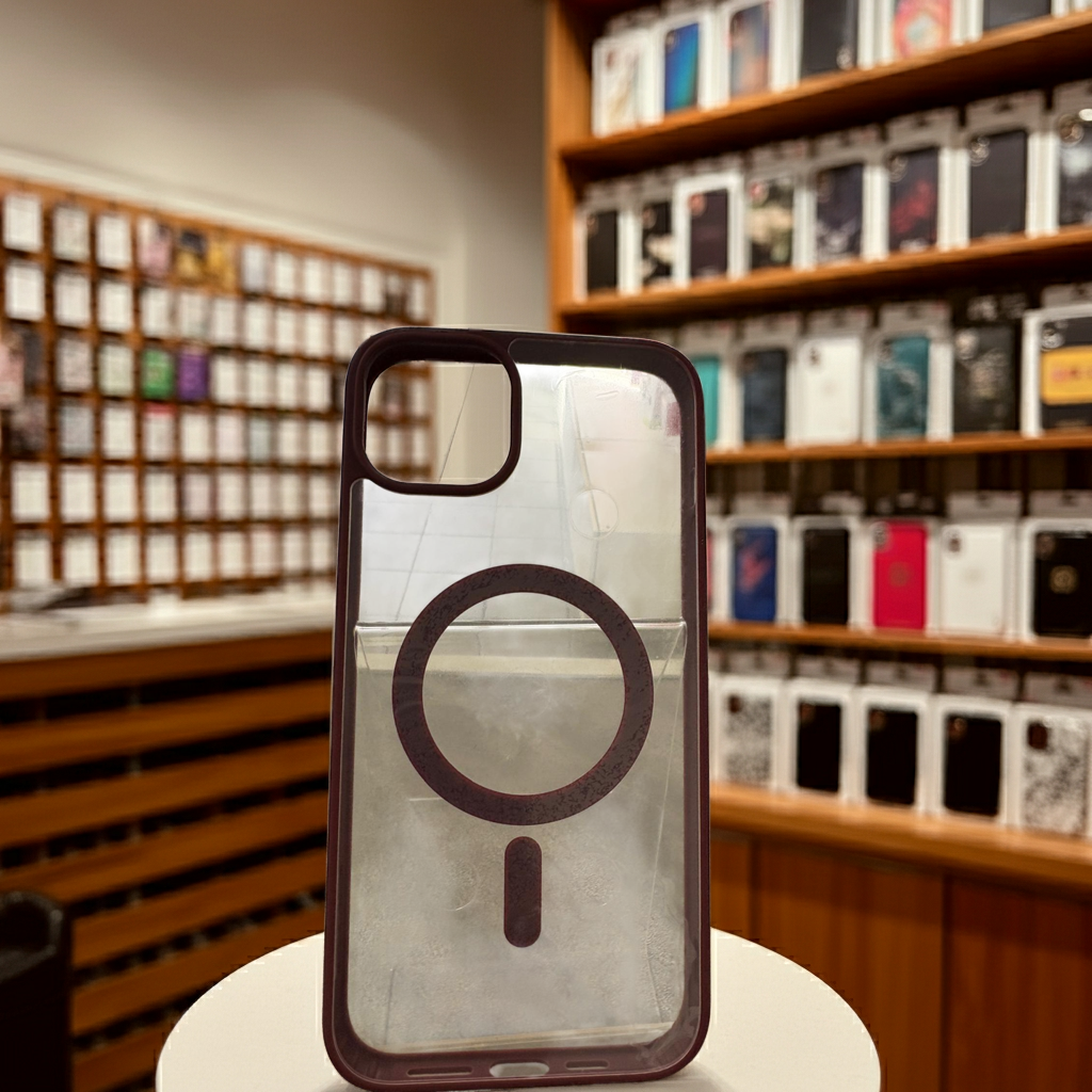 Cover trasparente magsafe Iphone 15 Plus-  borgogna - MOKO