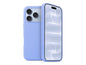 Cover gommata Liquid Case azzurra per iPhone 18 Pro Max, vista frontale e posteriore